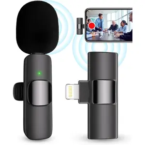 Professional Wireless Microphone for iPhone, iPad, Cordless Lavalier Lapel Omnidirectional Condenser Recording Mic for Video Recording, Live Streaming, Interview Podcast Vlog YouTube Tiktok : Musical Instruments