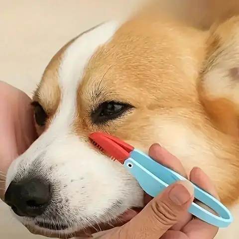 Soft Rubber Pet Eye Comb, 1 Count Pet Tear Line Brush, Pet Grooming Tool with Handle, Easy To Clean and Remove Eye Stains Brush, Suitable for Small Cats and Dogs