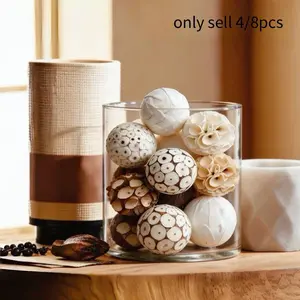 Handmade Neutral Color Sola Ball Rattan Balls for Decorative Jars Bowls Trays, Elegant Home Décor Accessories, DIY Craft Supplies