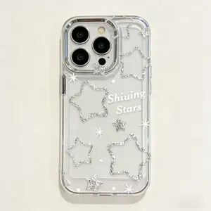 Flashy Star Shiuing Stars Phone Case, Transparent Anti-Drop Full Coverage, Compatible with iPhone 17/17 Pro Max, Cute Fairy Style