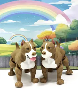 2pcs 3D Printed Pitbull Dog, Articulated Fidget Dog 3.75 Inches Poseable Animal Toy, Custom Pet Gift for Dog Lovers