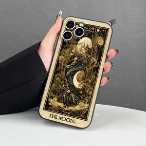 Moon-themed oil painting creative design, anti-drop and anti-slip TPU full-coverage lens phone case, suitable for iPhone 17, 16, 15, 14, 13, 12, 11, XS, X, Samsung and other series models. Can be given as a gift to friends or family.