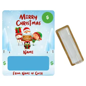 Personalized Snowy Christmas Money Holder Card with Giver's & Receiver's Names & Dollar Value Customizable Greeting Card - Please message with names and $ value