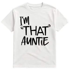 Cotton I'm That Auntie Funny Best Aunt Tee T-Shirt Women's Summer Plus Size Classic Soft Crew Neck Tee Tops