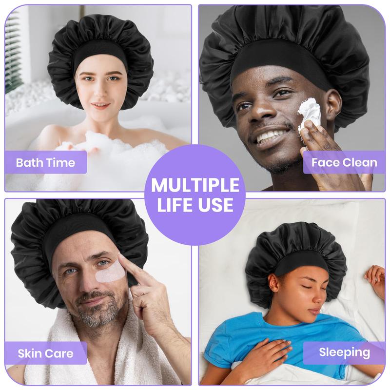Silk Satin Bonnet – Adjustable Elastic Sleep Cap for Men and Women, Soft Hair Wrap for Sleeping