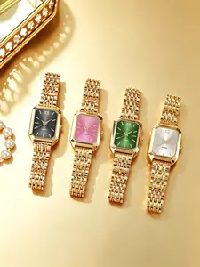 Luxury Square Zinc Alloy Watch Set, Vintage Fashion Watch, Roman Numerals, Casual Analog Quartz, Perfect Gift for Mother's Day and Back-To-School Season, Square Watches