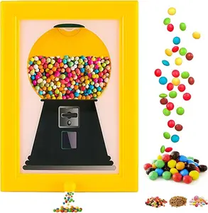 Candy Dispenser Picture Hanging Frame - Gumball Machine in a Frame, Wall Candy Dispenser Perfect for Candies & Nuts, Birthday Christmas Gift for All Ages, Large 12" x 8" (Yellow)