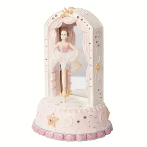 Rotating Ballerina Mirror Music Box, Acrylic Desktop Decoration, Elegant Home Decor, Special Occasion Gift, Flat Rotation Design, Ornaments