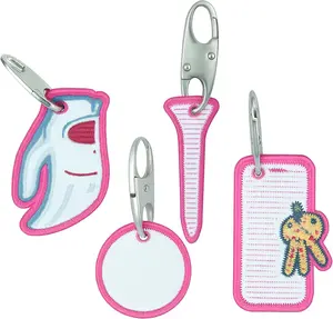 Golf Zipper Bag Tags – Set of 4 Fabric Golf-Themed Zipper Pulls – Includes Golf Ball, Glove, Tee, and Phone Tag – Stylish and Functional Golf Bag Accessories (Pink)