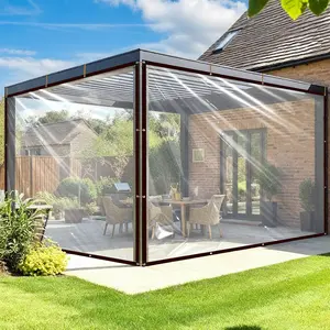 Clear Tarps Heavy Duty Waterproof 7x10ft Clear Tarp with Grommets and Reinforced Edges 14Mil Thickened Tear Resistant Clear Vinyl Plastic Tarp for Outdoor Patio Chicken Coop Greenhouse Plant