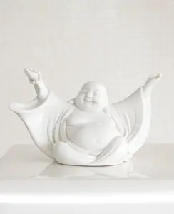 Cheering Happy Buddha Porcelain Statue