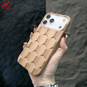 Soft 3D Honeycomb Phone Case For iPhone 17 16 15 12 13 14 Pro Max Shockproof Silicone Anti-skid 17Pro 16Pro Max Matte Case Cover