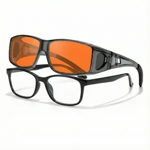 OptiCraft Blue Light Blocking Glasses Wear Over Prescription to Reduce Eye Strain, Lightweight Wraparound Design, Amber-Tint Lenses Block UV400 & 380-500nm Rays, Enhancing Gaming Focus, Better Sleep