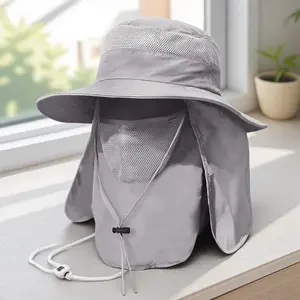 Outdoor Sun Protection Hat with Detachable Neck Flap, Modern Breathable Lightweight Adjustable Outdoor Fishing Hat, Sunshade Equipment for Fishing Hiking Camping