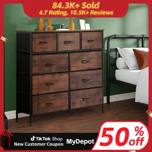 [Summer Deal] 9-Drawer Dresser, Storage Unit Organizer Chest for Clothes, Tall Dresser & Chest for Bedroom, Hallway, Living Room, Wood Top Cabinets Organizing