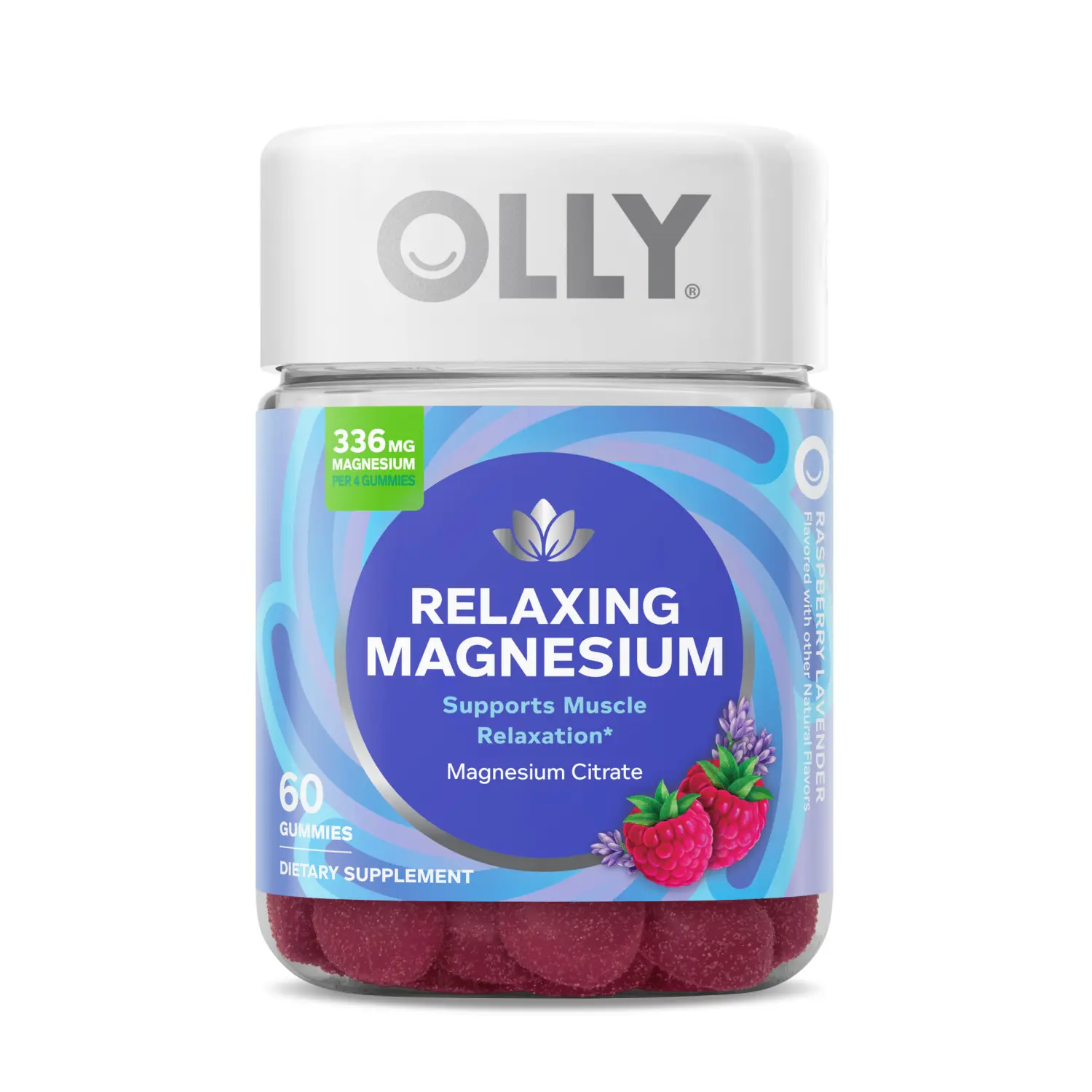 OLLY Relaxing Magnesium Chewable Supplement - 60 Gummies, Supports Muscle Relaxation, Raspberry Lavender Flavor OLLY Relaxing Magnesium Chewable Supplement - 60 Gummies, Supports Muscle Relaxation, Raspberry Lavender Flavor