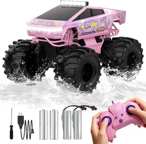 Waterproof Amphibious RC Car - 1:18 4WD All-Terrain Truck for Kids 2.4GHz Pink Off-Road Monster Toy, Best Gift for Boys & Girls 6+