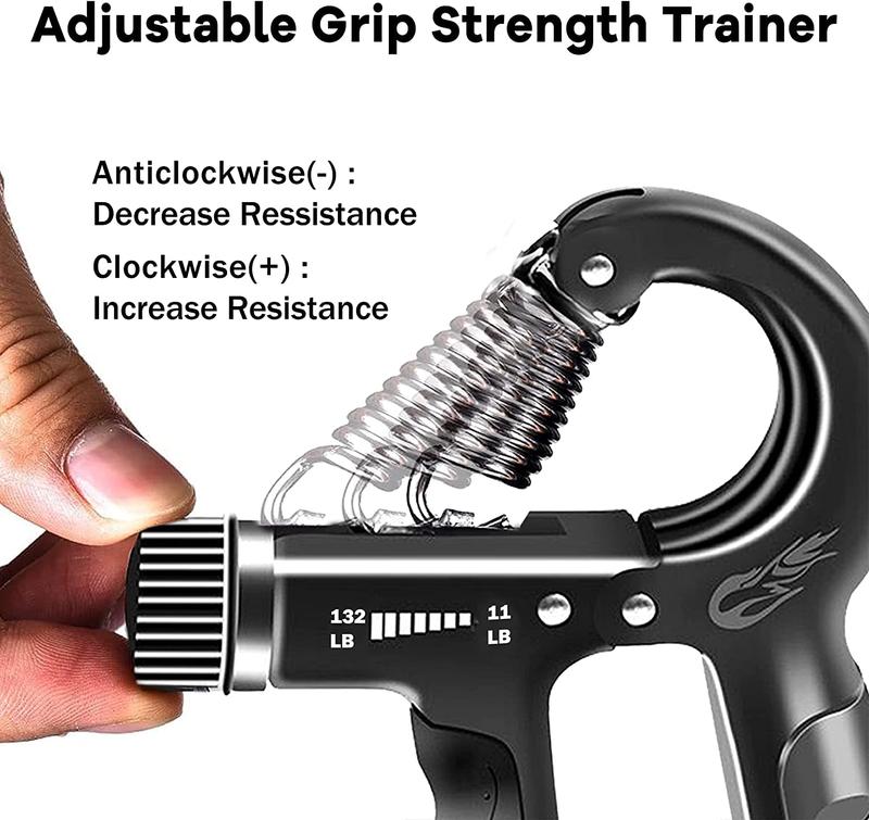 PASSBYE Grip Strength Trainer Kit (5 Pack) With Finger Exerciser, Hand Gripper (10-132lbs), Stress Ball, Hand Strength Ring, and More - Ideal for Hand Therapy and Rehabilitation