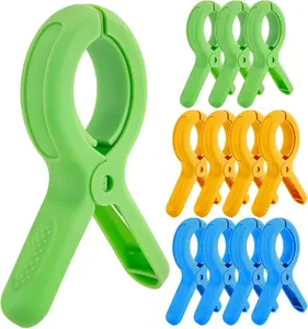 12 Pcs Beach Towel Clips for Beach Chairs, Heavy Duty Clothespins Towel Holder for Beach Chair Pool Chair on Cruise Windproof Chair Clamps，3 Bright Colors
