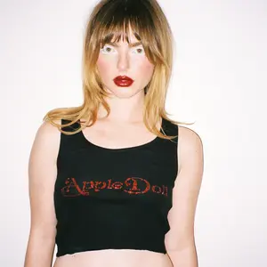 AppleDoll Black Tank with Logo Cute and Comfy