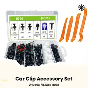 [100-PC 6-Size Complete Set] Automotive Plastic Rivet Clips & Retainers - Heavy-Duty Push Pin Fasteners for Fender, Bumper, Body Panel Installation