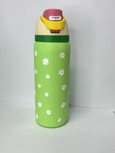 Owala  32oz Double Wall Vacuum Insulated Portable  Jug, Sweet Pastel Green Tiny Daisy Graphic Design, Spill-Proof Automatic Pop Lid, Reusable Hydration  For Commute & Daily Carry Set of Jars with tiktokshopspringglowup own Plastic   water bottle bartender