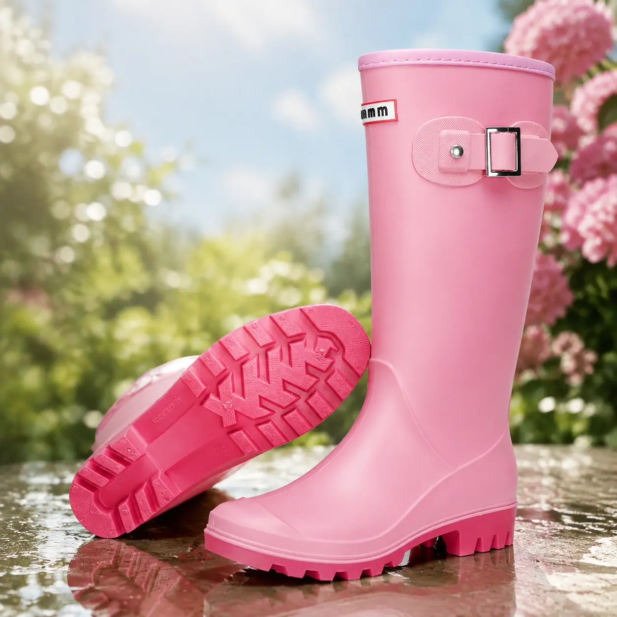 Women's Knee High Rain Boots | Waterproof Lightweight Boots with Non Slip Sole, Easy Slip On Design for Gardening, Outdoor Work, Dog Walking and Rainy Days