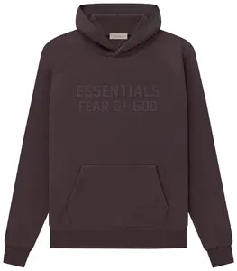 Fear of God Essentials Fleece Hoodie "Plum" Over Sized Fit Fear of God Essentials Fleece Hoodie "Plum" Over Sized Fit