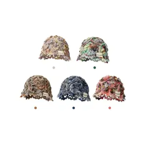 Women's Handmade Crochet Knit Hat - Lightweight Hollow Out Gradient Vintage Bohemian Fashion Beanie for All Seasons