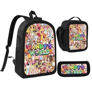 Dandy's World Backpack 3 Piece Set for Backpack with Lunch Box and Pencil Case Bookbags Travel Bag Set
