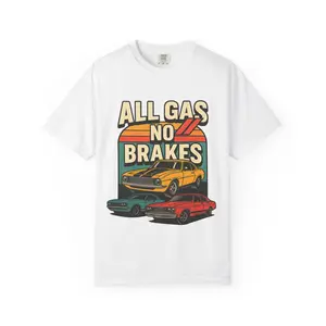 Retro Car Graphic T-Shirt, all gas no brakes tee, vintage car shirts, unisex casual wear, gift for car enthusiasts, automotive apparel