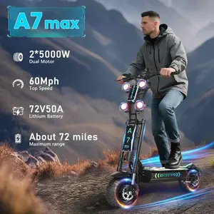 A7 MAX 13-inch Off-road Electric Scooter 2x5000W Dual Motors 72V 50Ah Battery 60mph Max Speed 72mi Range Hydraulic Brakes 3 Gears IP60 for Adults