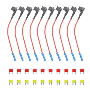 FT2-10 10 Pack 12V Car Add-a-Circuit Fuse Tap Adapter Mini ATS Blade Fuse Holder with 10pcs 10A, 20A Fuses