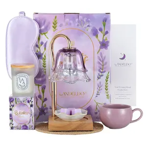 Gift Set for Her: Adjustable Candle Warmer Lamp with Timer Self Care Get Well Soon Relaxing Spa Gift for Mom Sister Aunt Valentines Day Gift Basket