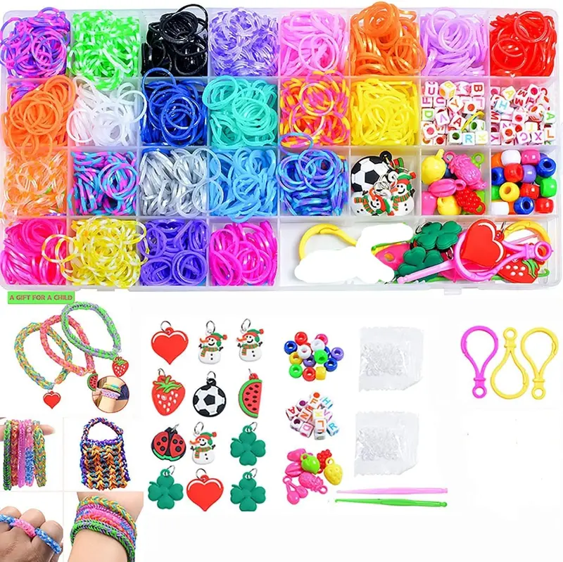 Rubber Bands Bracelet Making Kit Colored Rubber Bands Loom with Accessories for Girls