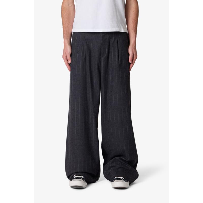 mnml Easy Pleated Stripe Trouser - Grey/White