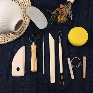 8Pcs Wooden Pottery Sculpting Tools Set - Includes Clay Cutting, Modeling, Trimming Tools for Beginners, Perfect for Smoothing, Cleaning, Carving, Shaping, Sculpting, Pottery Kit
