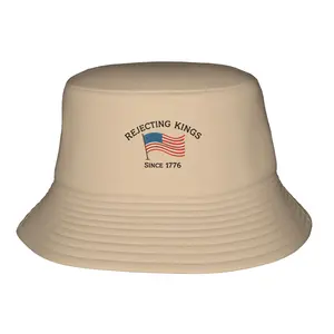 Adult Beige Fisherman's Hat - Rejecting Kings Since 1776 Patriotic Print（Customizable design available）