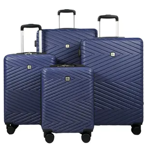 4 Piece Hardshell Luggage Set Hardside Lightweight Suitcase with TSA Lock Spinner Wheels, Navy Blue