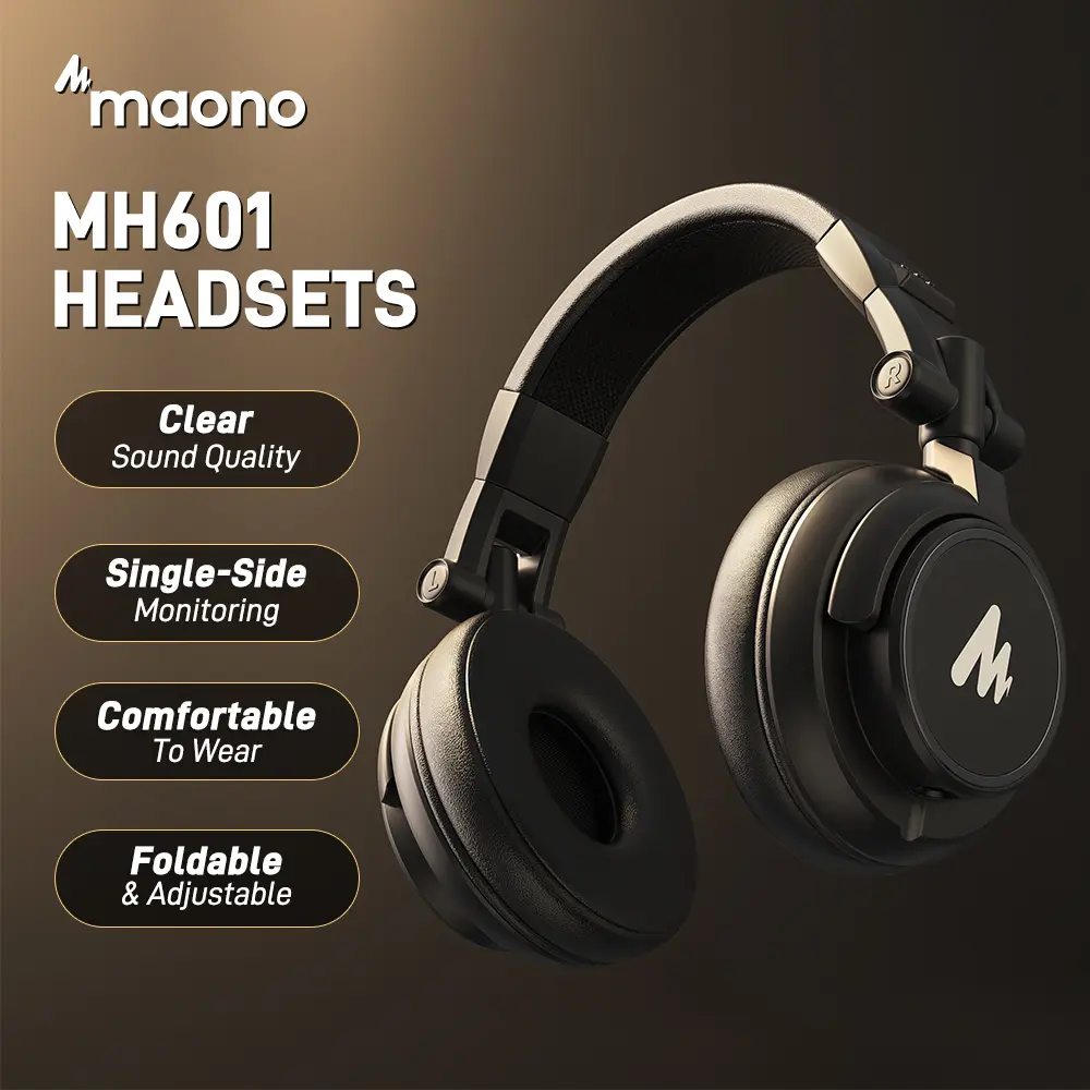 MAONO Stylish Luxury Beats DJ Adjustable and Durable Audio headphones with Ultra-soft protein earmuffs for HI-FI sound. Electronic