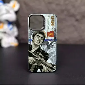(springtok) Tony Montana Aesthetic Pattern Casing For iphone 16 15 14 13 12 11 X XS SE23 PRO MAX SAMSUNG GALAXY S22 S23 S24 FE ULTRA PLUS Gradient Hard TPU PET PC Black Silver Gift Shockproof Luxury Creative Protector Phone Cases Cover