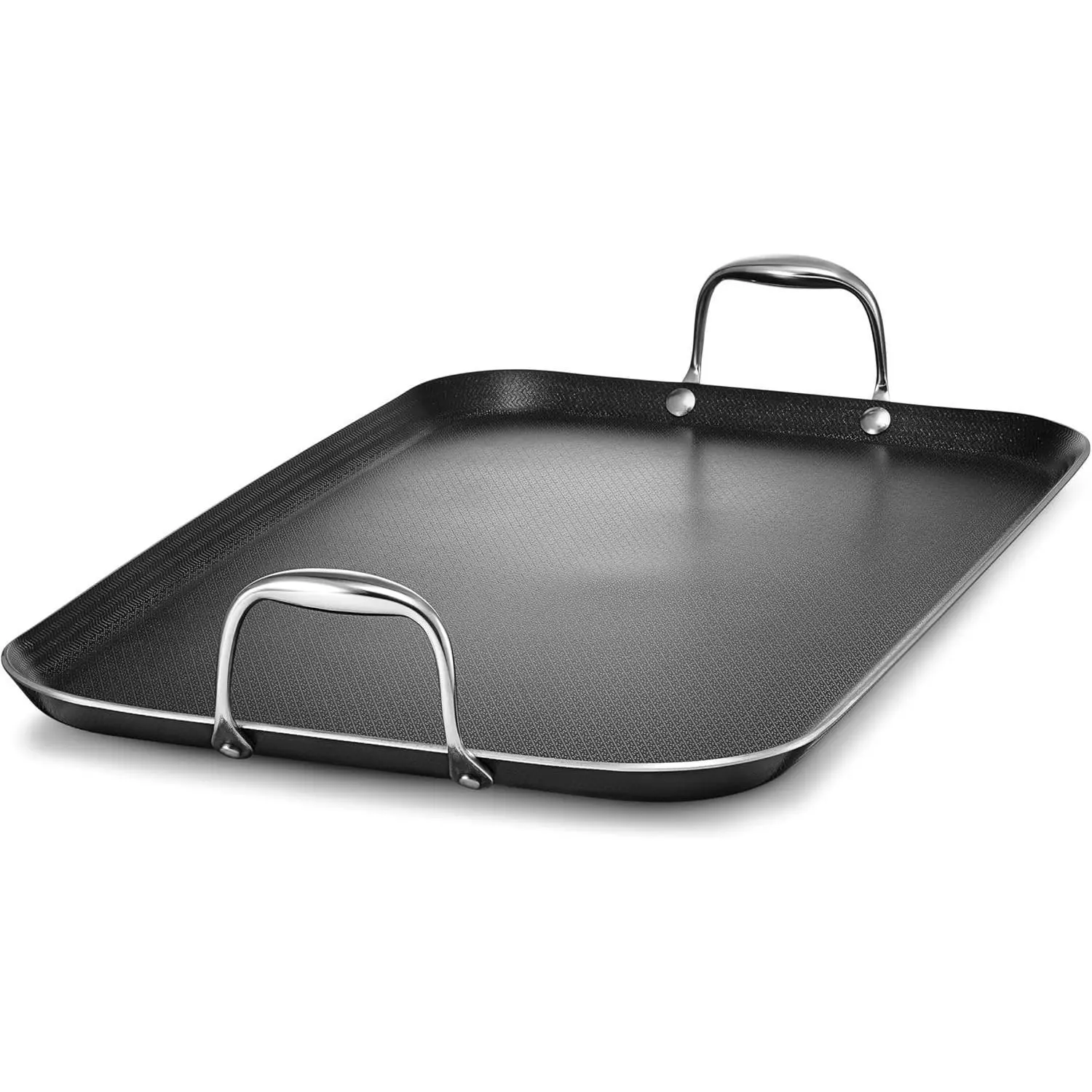 Double Burner Nonstick Griddle Pan for Stovetop, Stay-Cool Handle, Dishwasher and Oven Safe, Induction Ready, Compatible with All Cooktops