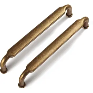 5 Inch Hole Center Cabinet Pulls Antique Brass Zinc Alloy Kitchen Drawer Pull Handles, 6 Pack Antique Bronze Retro Brass Hardware for Furniture