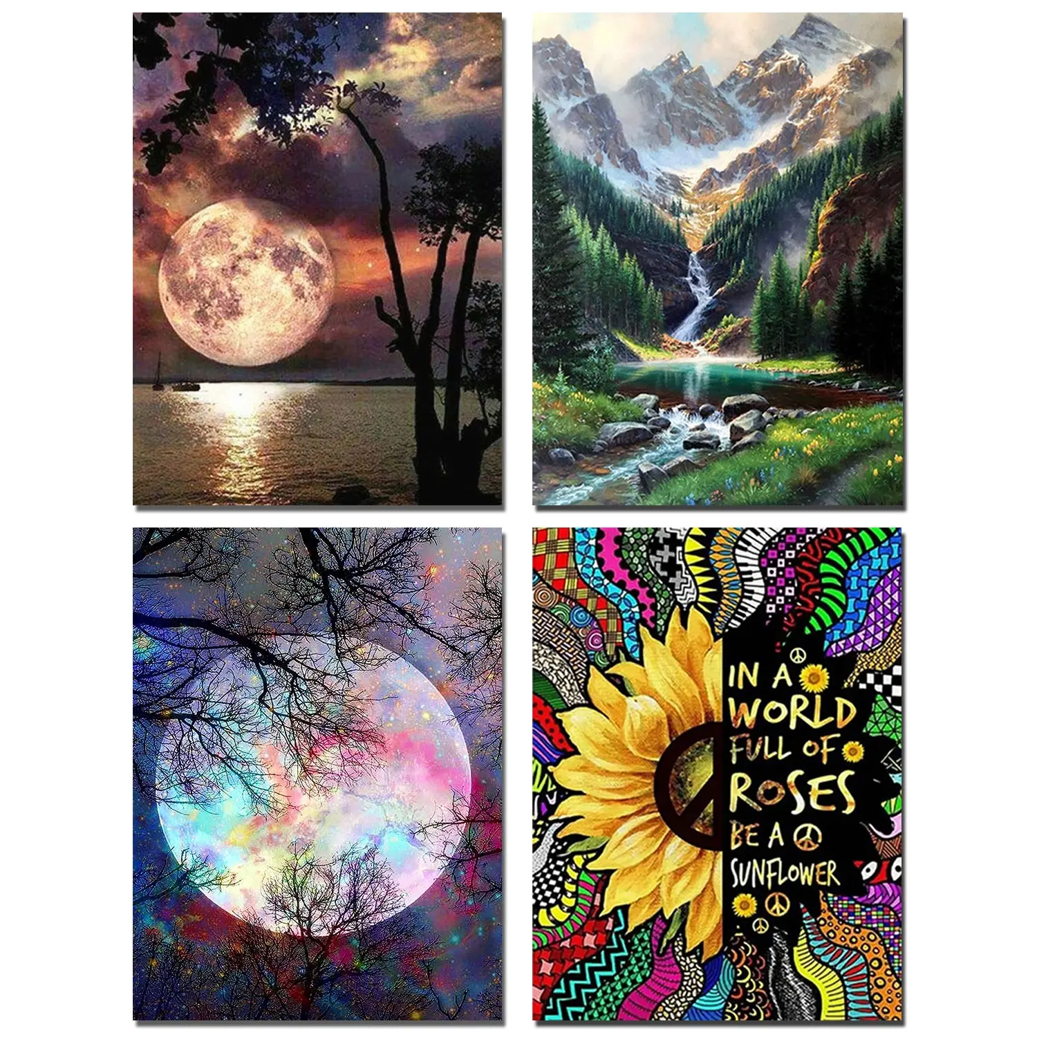 DIY Full Round Drill Diamond landscape painting Mosaic Cross Stitch Picture for Modern Household Wall Ornament and Gift