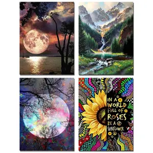 DIY Full Round Drill Diamond landscape painting Mosaic Cross Stitch Picture for Modern Household Wall Ornament and Gift