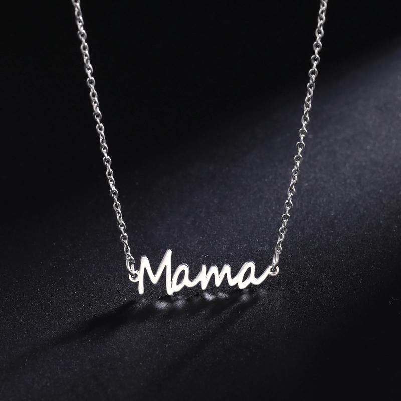 COOLTIME Mama Letters Pendant Necklace for Mom Stainless Steel Charm Clavicle Chain Choker Mother'S Day Jewelry Birthday Gift cooltime