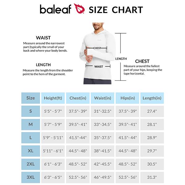 baleaf Men's Sun Protection Hoodie Shirt UPF 50+ Long Sleeve UV SPF T-Shirts Rash Guard Fishing Swimming Lightweight