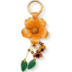 Leather Leaf Flower Tassel Keychain Boho Accessories Cute Keychains for Women Wallet Bag Purse Ring Pendant Charms