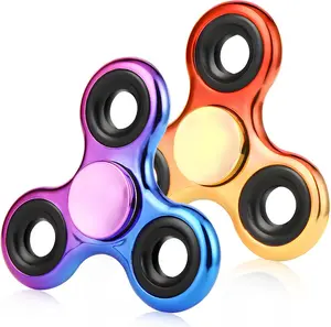 Fidget Spinner 2 Pack, Metal Fidget Spinners Fidget Toys for Adults  Halloween Party Favors, Stress Relief Hand Spinner, Autism Finger Spinner Focus Toy(Purple Blue&Red Gold)