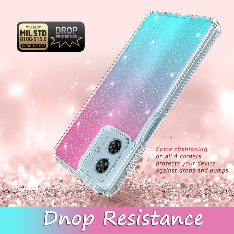 Luxury Hybrid Bling Glitter Sparkle Colorful Gradient Transparent Fashion Cute Skin Cover Case Compatible With TCL 40 XE 5G - Durable Phone Accessories